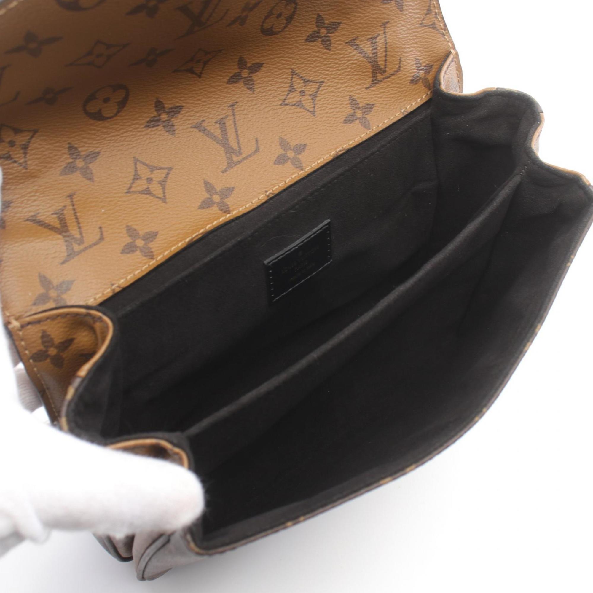 Louis Vuitton Metis MM Pochette Handbag, Coated Canvas, Leather, Monogram Reverse, Women's, Brown, Black, M44876