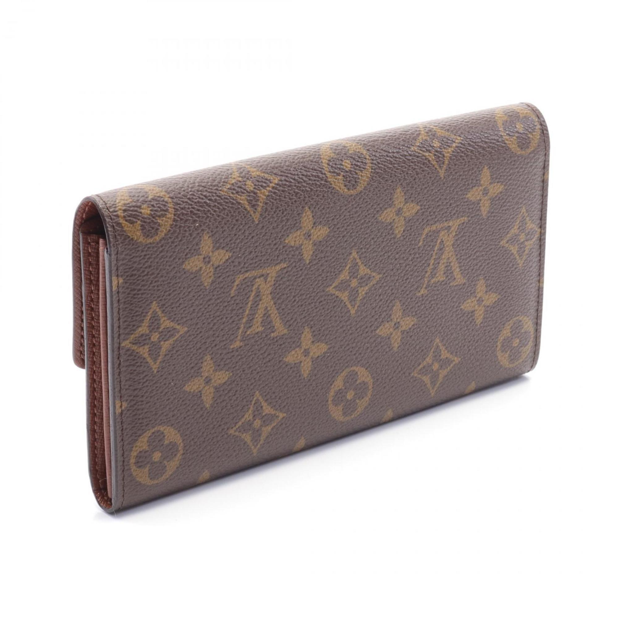 Louis Vuitton LOUIS VUITTON Pochette Porte Monnaie Credit Monogram Bi-fold Long Wallet Coated Canvas Women's Brown M61726