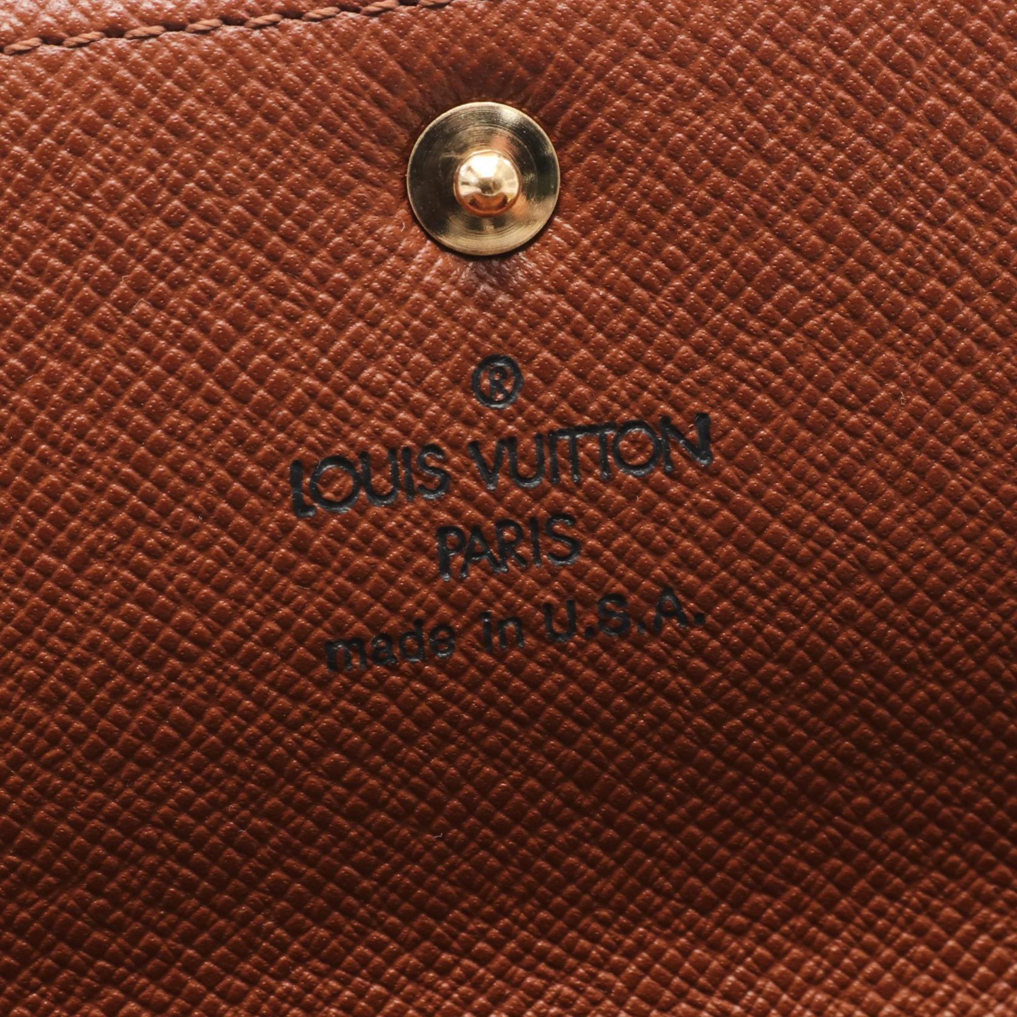 Louis Vuitton LOUIS VUITTON Pochette Porte Monnaie Credit Monogram Bi-fold Long Wallet Coated Canvas Women's Brown M61726