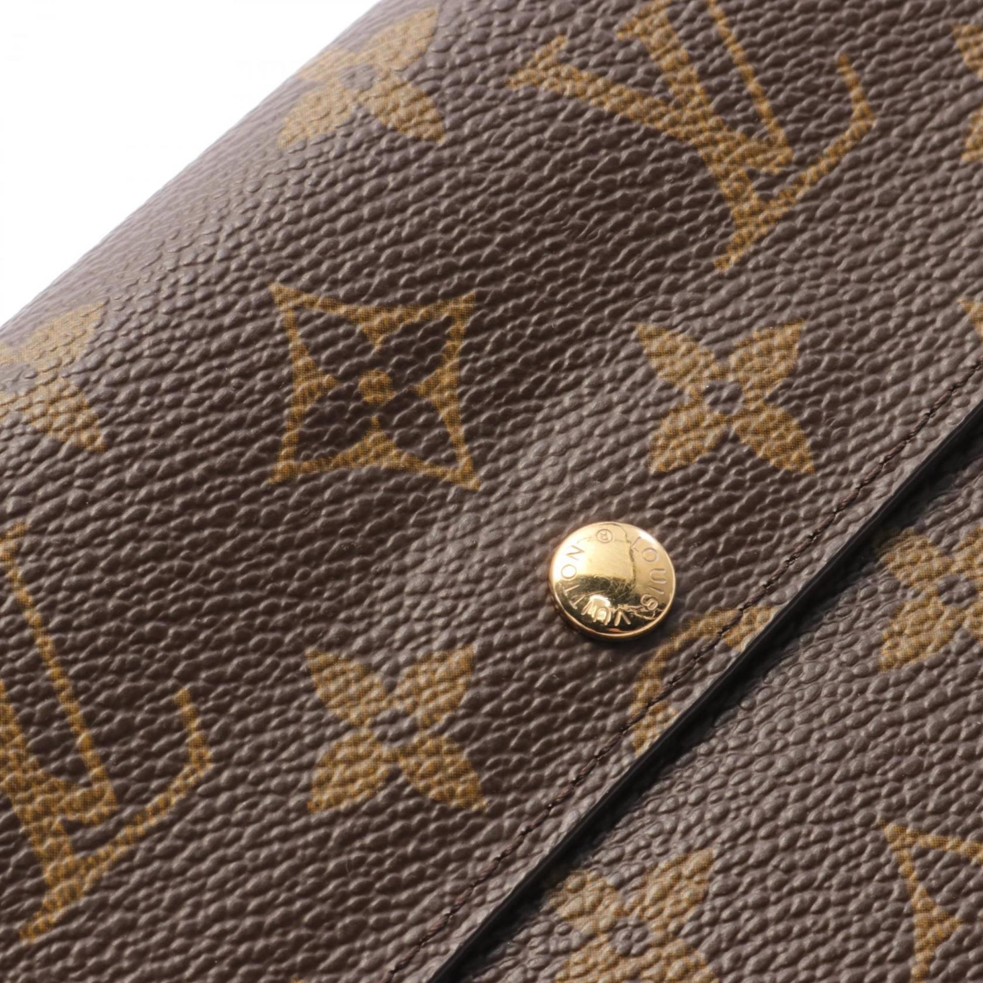 Louis Vuitton LOUIS VUITTON Pochette Porte Monnaie Credit Monogram Bi-fold Long Wallet Coated Canvas Women's Brown M61726