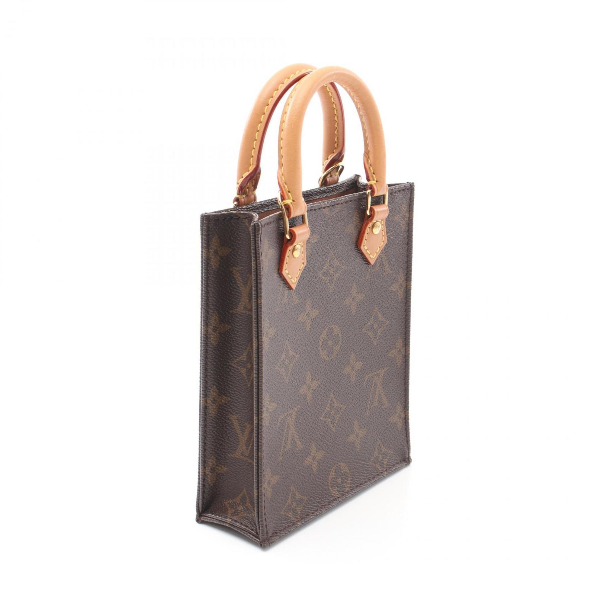 Louis Vuitton Petite Sac Plat Handbag Bag Coated Canvas Leather Monogram Women's Brown M69442