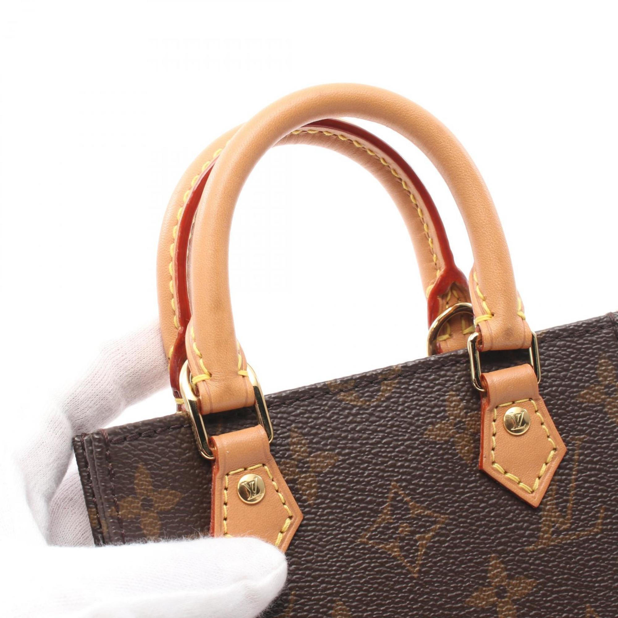 Louis Vuitton Petite Sac Plat Handbag Bag Coated Canvas Leather Monogram Women's Brown M69442