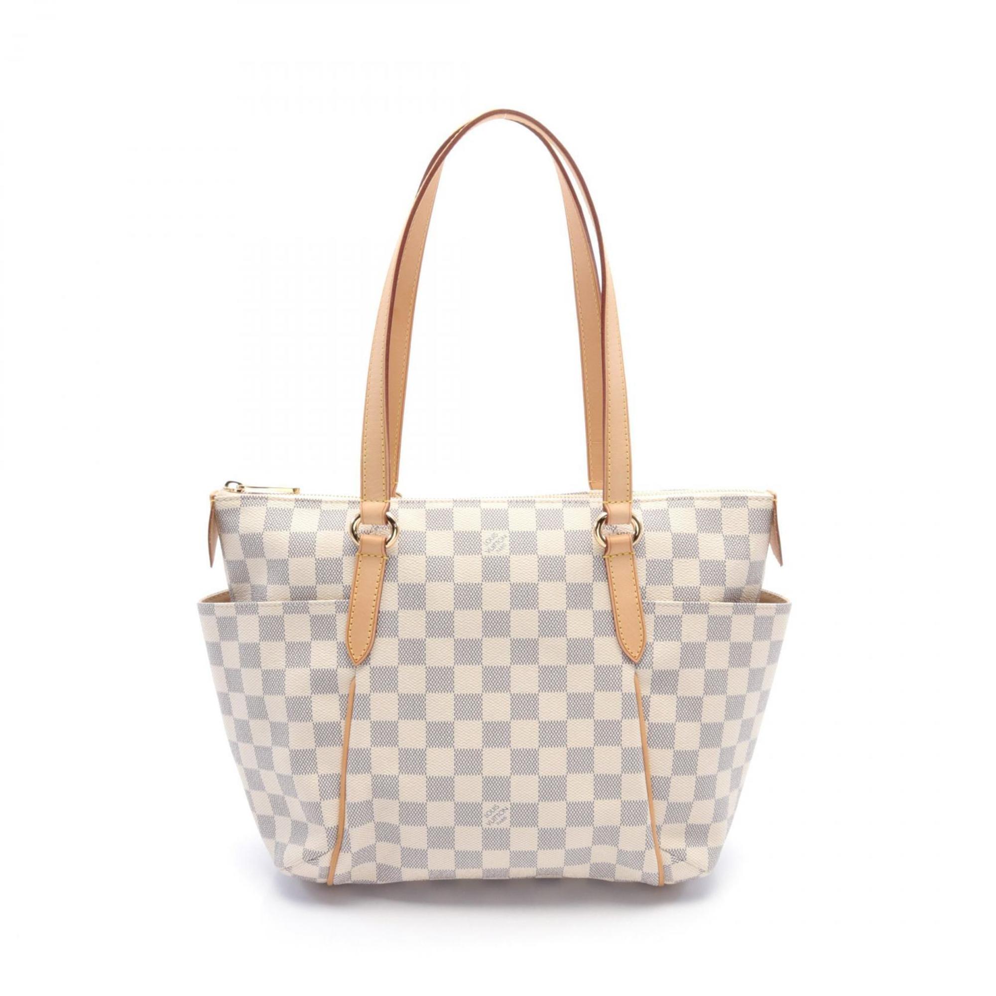 Louis Vuitton LOUIS VUITTON Totally PM Tote Bag Coated Canvas Leather Damier Azur Women's White N51261