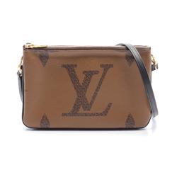 Louis Vuitton LOUIS VUITTON Pochette Double Zip Monogram Giant Reverse Shoulder Bag Coated Canvas Leather Women's Brown Beige M69203