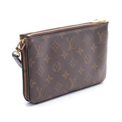 Louis Vuitton LOUIS VUITTON Pochette Double Zip Monogram Giant Reverse Shoulder Bag Coated Canvas Leather Women's Brown Beige M69203