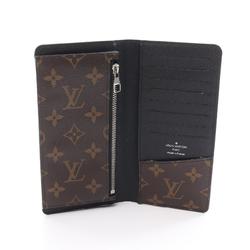 Louis Vuitton LOUIS VUITTON Portefeuille Tanon Bi-fold Long Wallet Coated Canvas Leather Monogram Macassar Men's Brown Black M93800