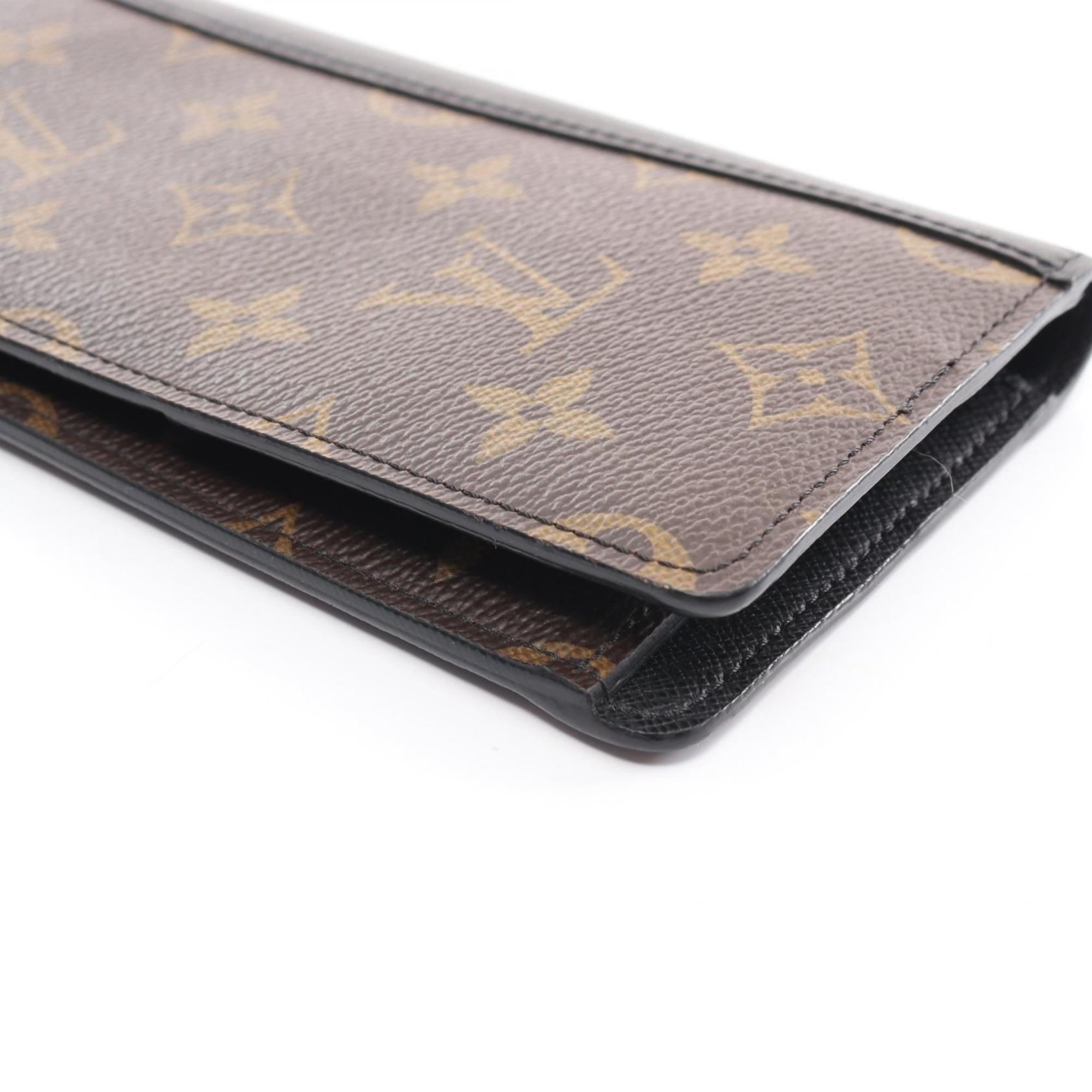 Louis Vuitton LOUIS VUITTON Portefeuille Tanon Bi-fold Long Wallet Coated Canvas Leather Monogram Macassar Men's Brown Black M93800