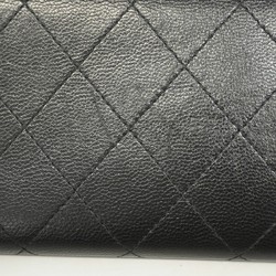 Chanel Shoulder Wallet Matelasse Leather Black Women's