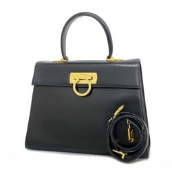 Salvatore Ferragamo Handbag Gancini Leather Black Women's