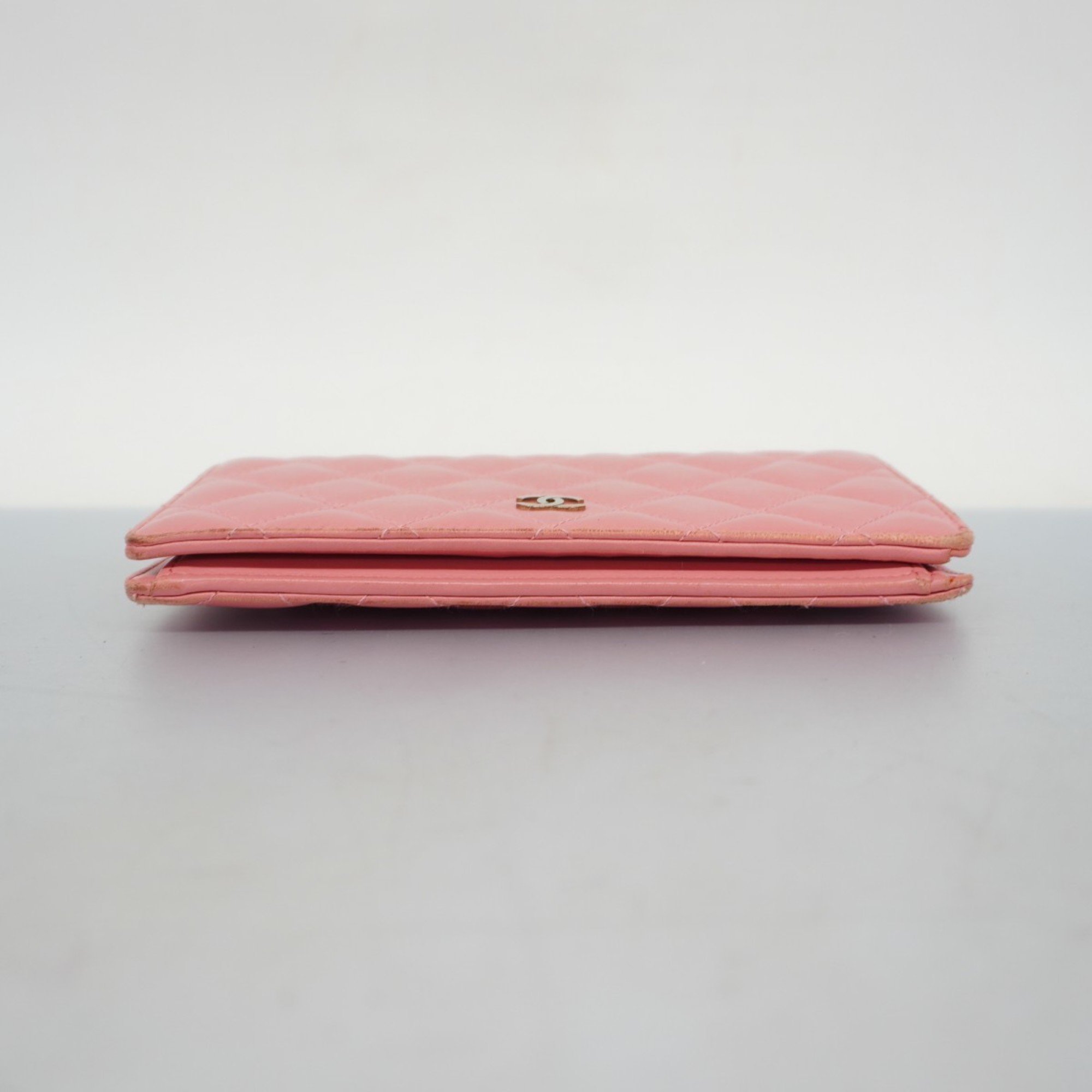 Chanel Long Wallet Matelasse Lambskin Pink Women's