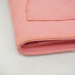 Chanel Long Wallet Matelasse Lambskin Pink Women's