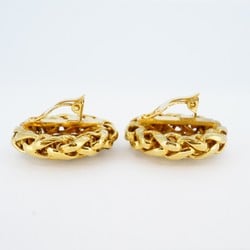 Chanel Earrings Rice Motif GP Plated Gold Black Ladies