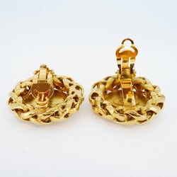 Chanel Earrings Rice Motif GP Plated Gold Black Ladies