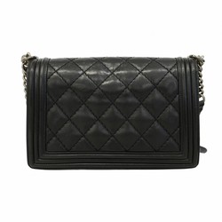 Chanel Shoulder Bag Boy Wild Stitch Lambskin Black Women's