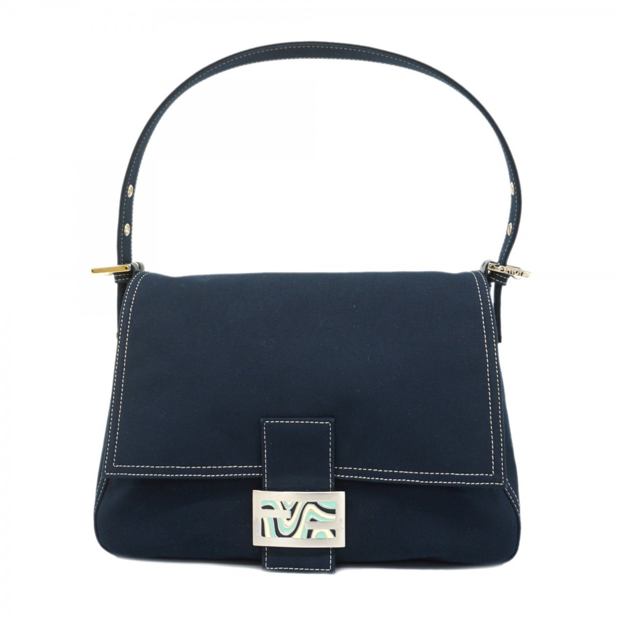 Fendi Mamma Bucket Canvas Navy Handbag for Women