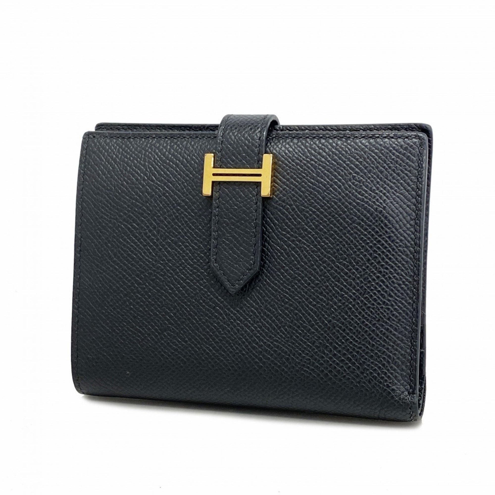 Hermes Wallet Bearn Compact Veau Epsom Black Z Stamp Ladies