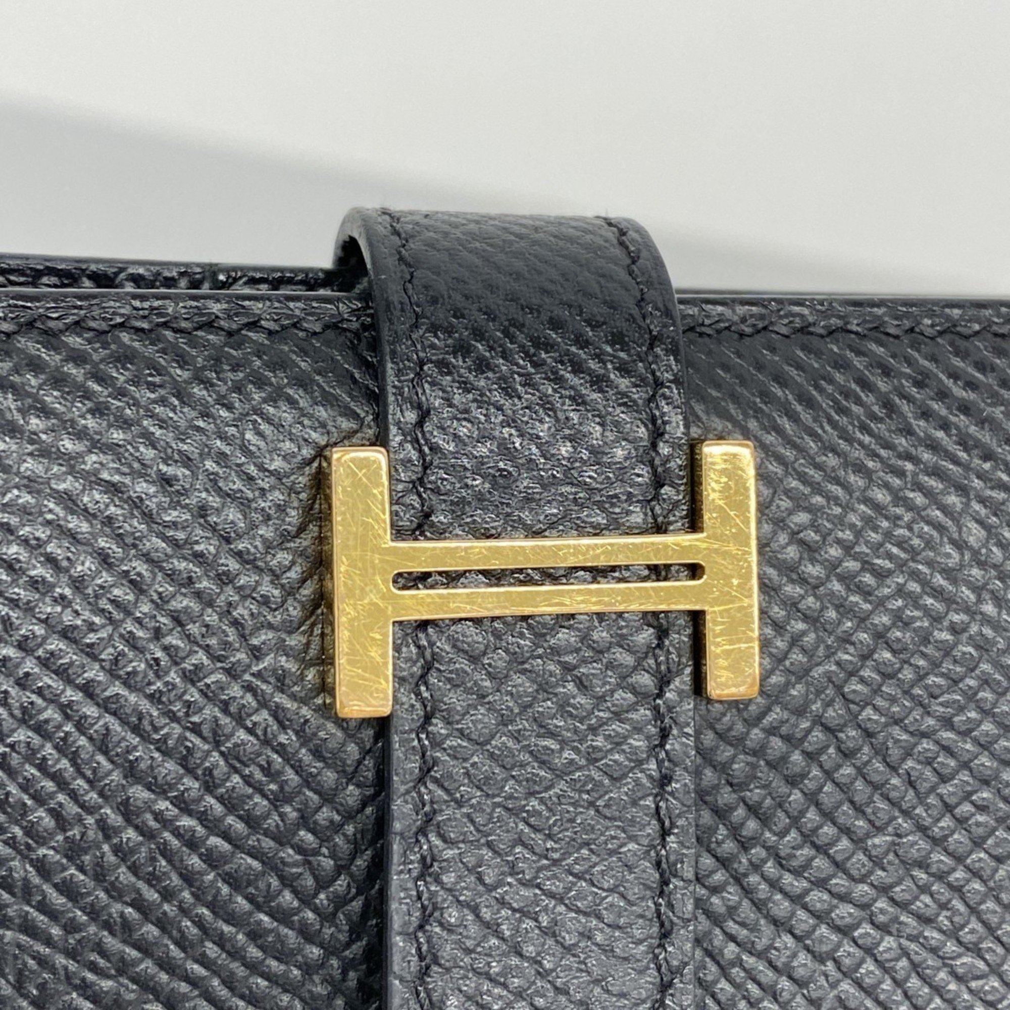 Hermes Wallet Bearn Compact Veau Epsom Black Z Stamp Ladies