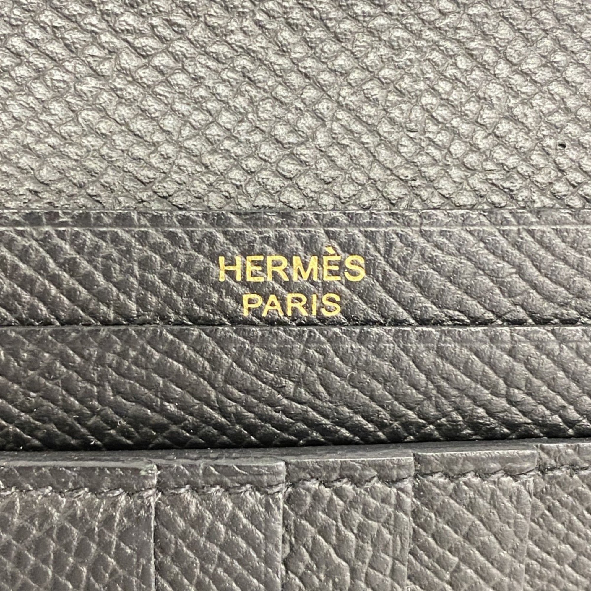 Hermes Wallet Bearn Compact Veau Epsom Black Z Stamp Ladies