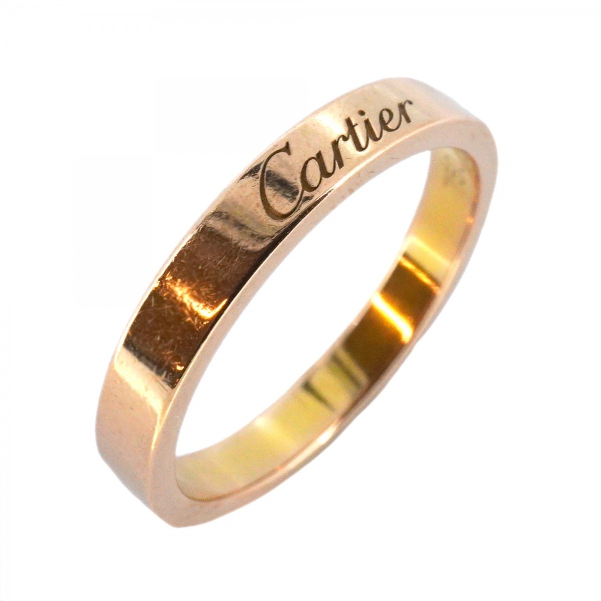 Cartier Ring Engraved K18PG Pink Gold #53 Ladies