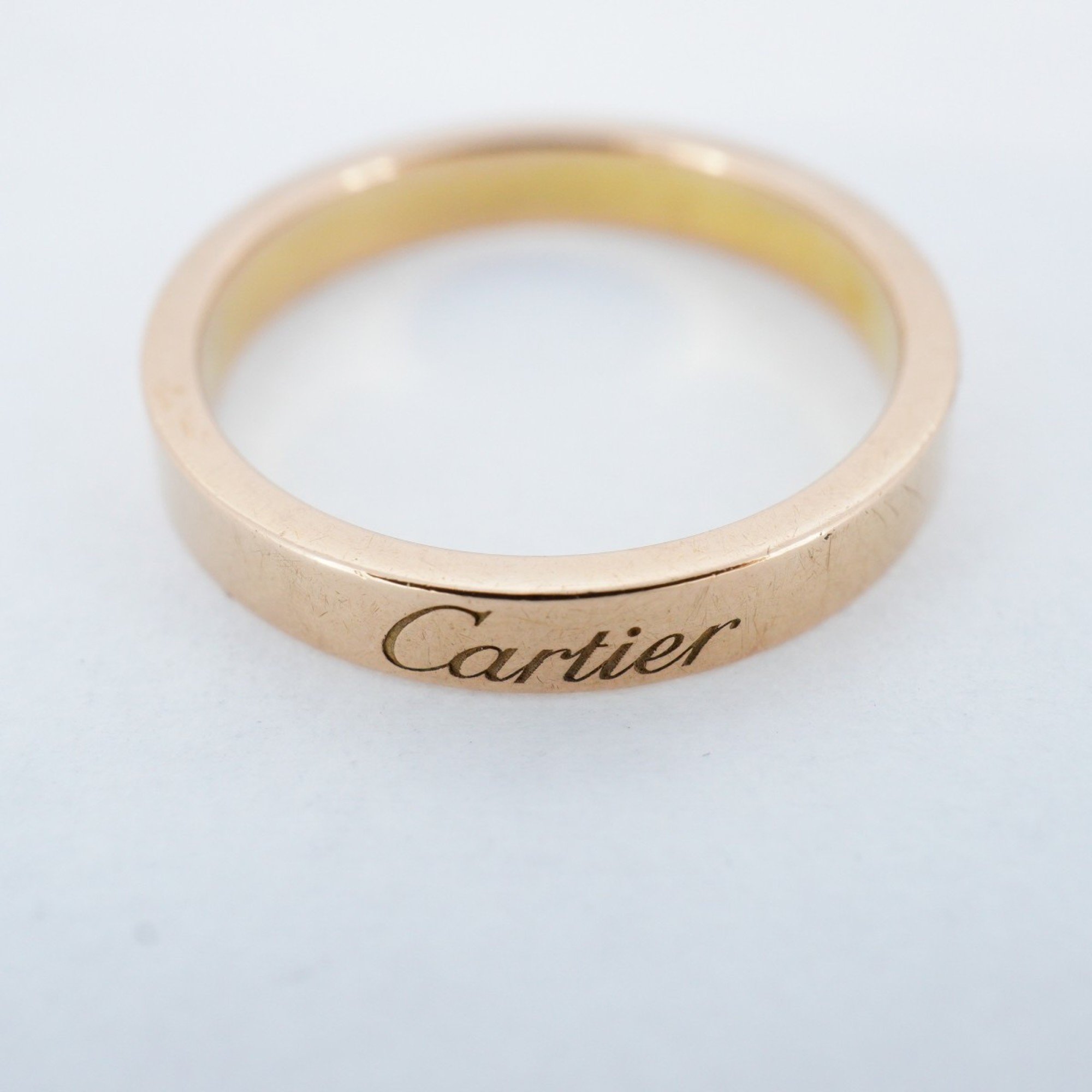 Cartier Ring Engraved K18PG Pink Gold #53 Ladies