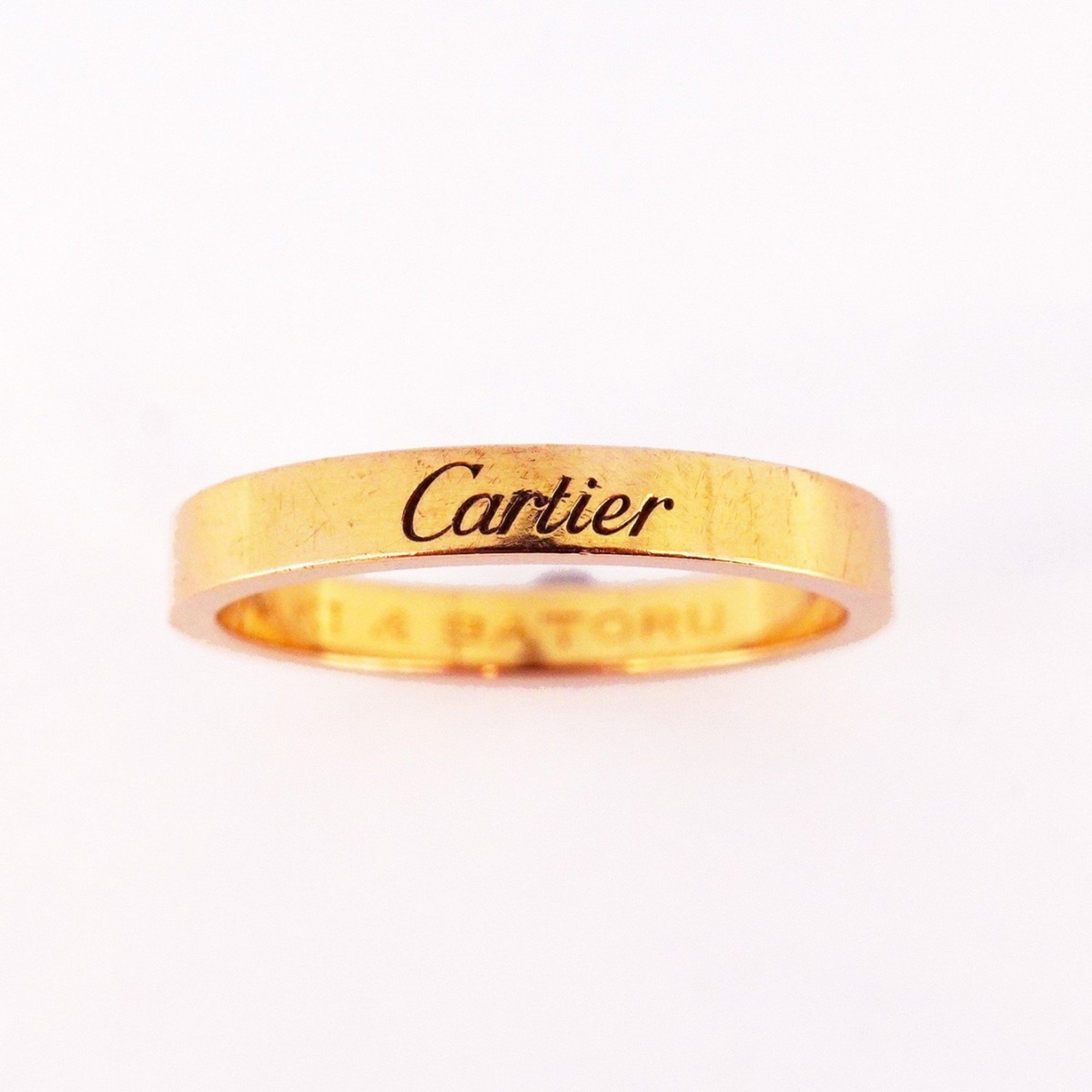 Cartier Ring Engraved K18PG Pink Gold #59 Ladies