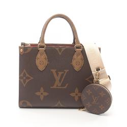 LOUIS VUITTON On the Go PM Monogram Reverse Handbag Bag Coated Canvas Women's Brown Beige M46373