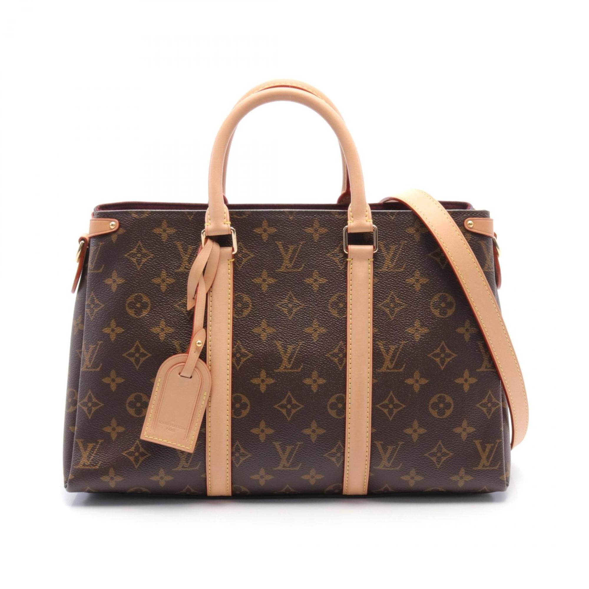 Louis Vuitton Soufflot MM Handbag Bag Coated Canvas Leather Monogram Women's Brown M44816