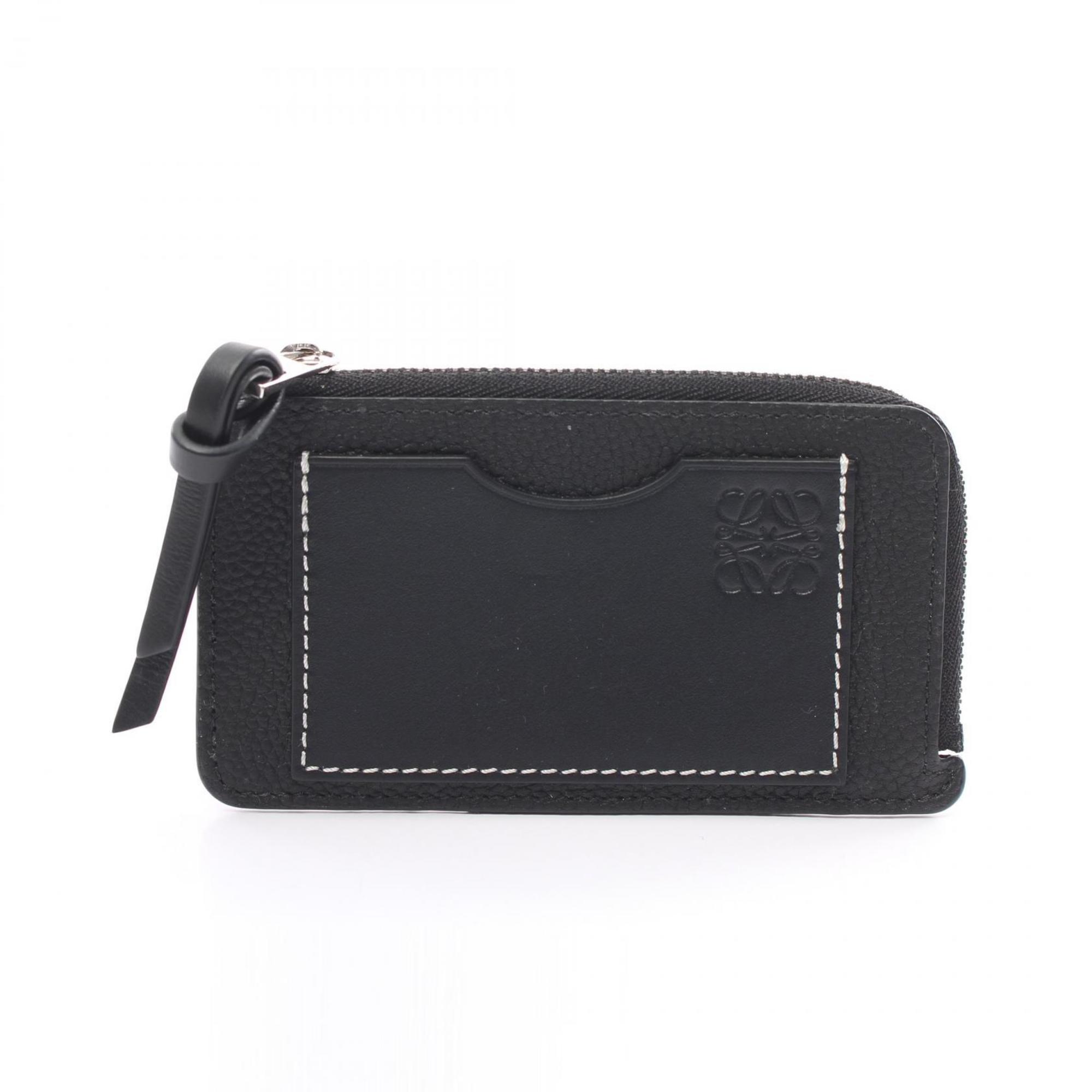 LOEWE Coin Card Holder Wallet/Coin Case Wallet Leather Women's Black