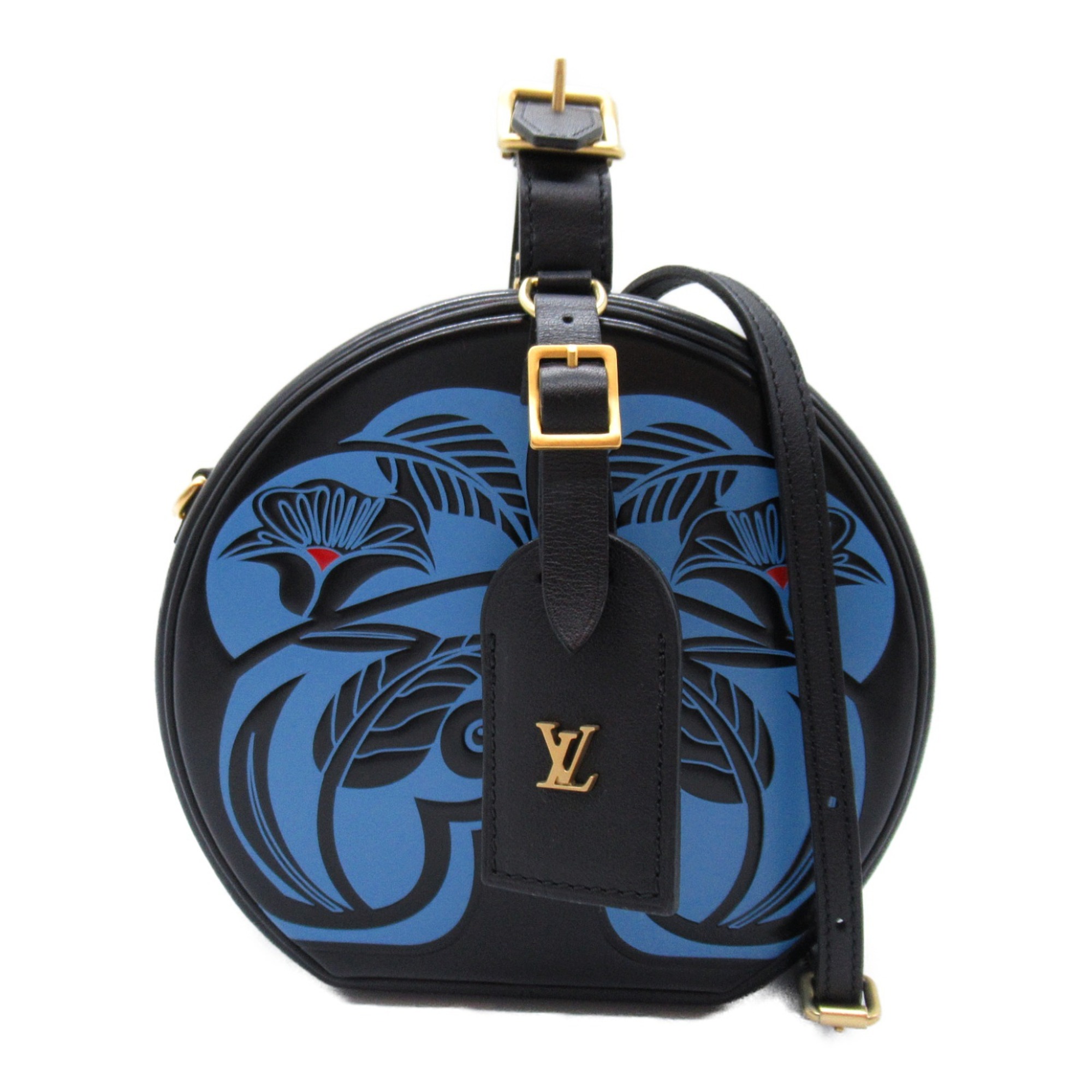 Louis Vuitton Petite Boite Chapeau Shoulder Bag Calfskin (Cowhide) Women's Black Blue M52341