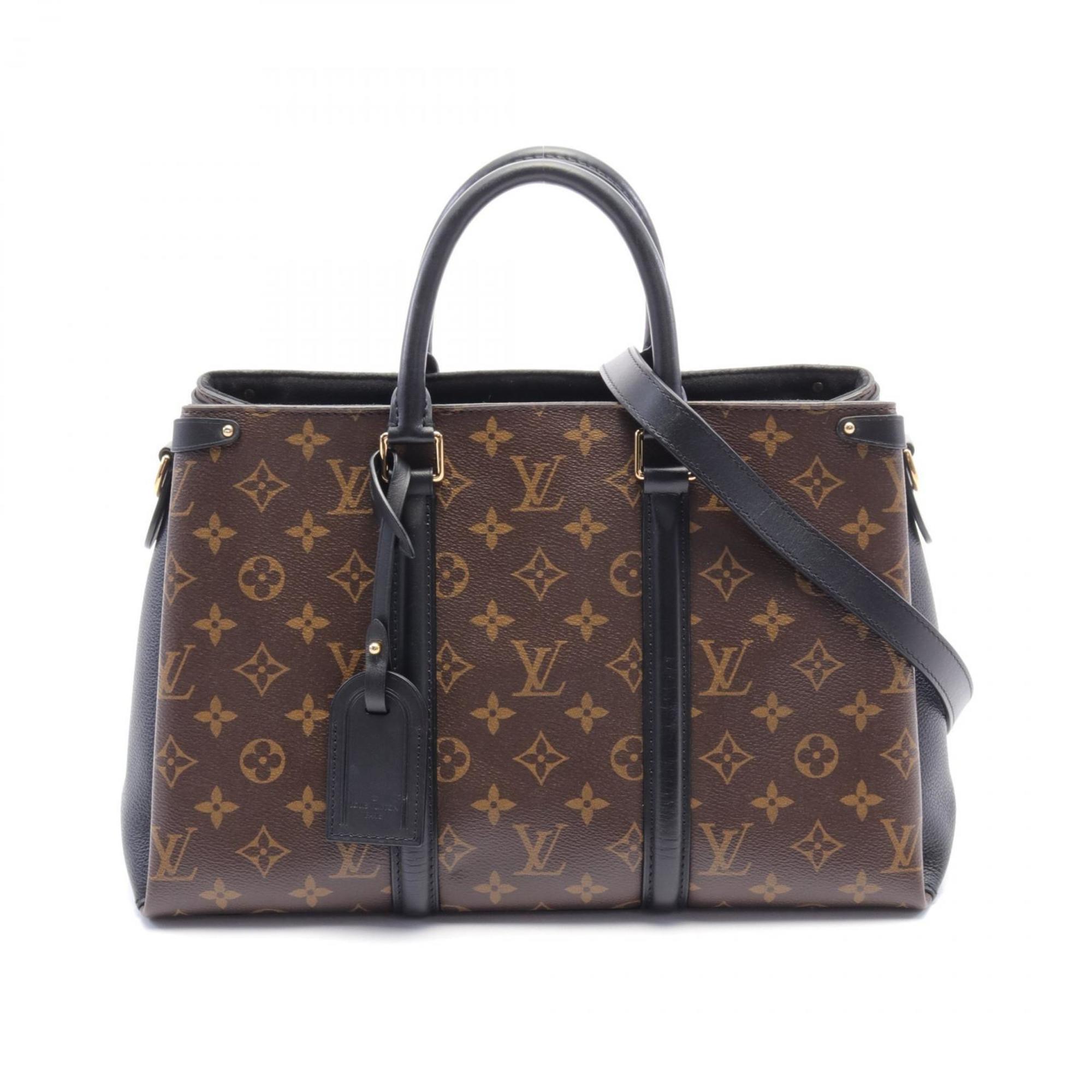 Louis Vuitton Soufflot NV MM Noir Handbag Bag Coated Canvas Leather Monogram Women's Brown Black M44817