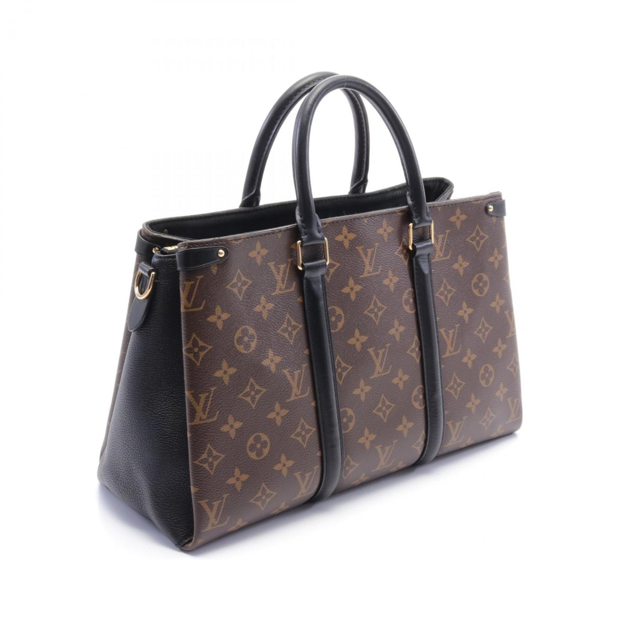 Louis Vuitton Soufflot NV MM Noir Handbag Bag Coated Canvas Leather Monogram Women's Brown Black M44817