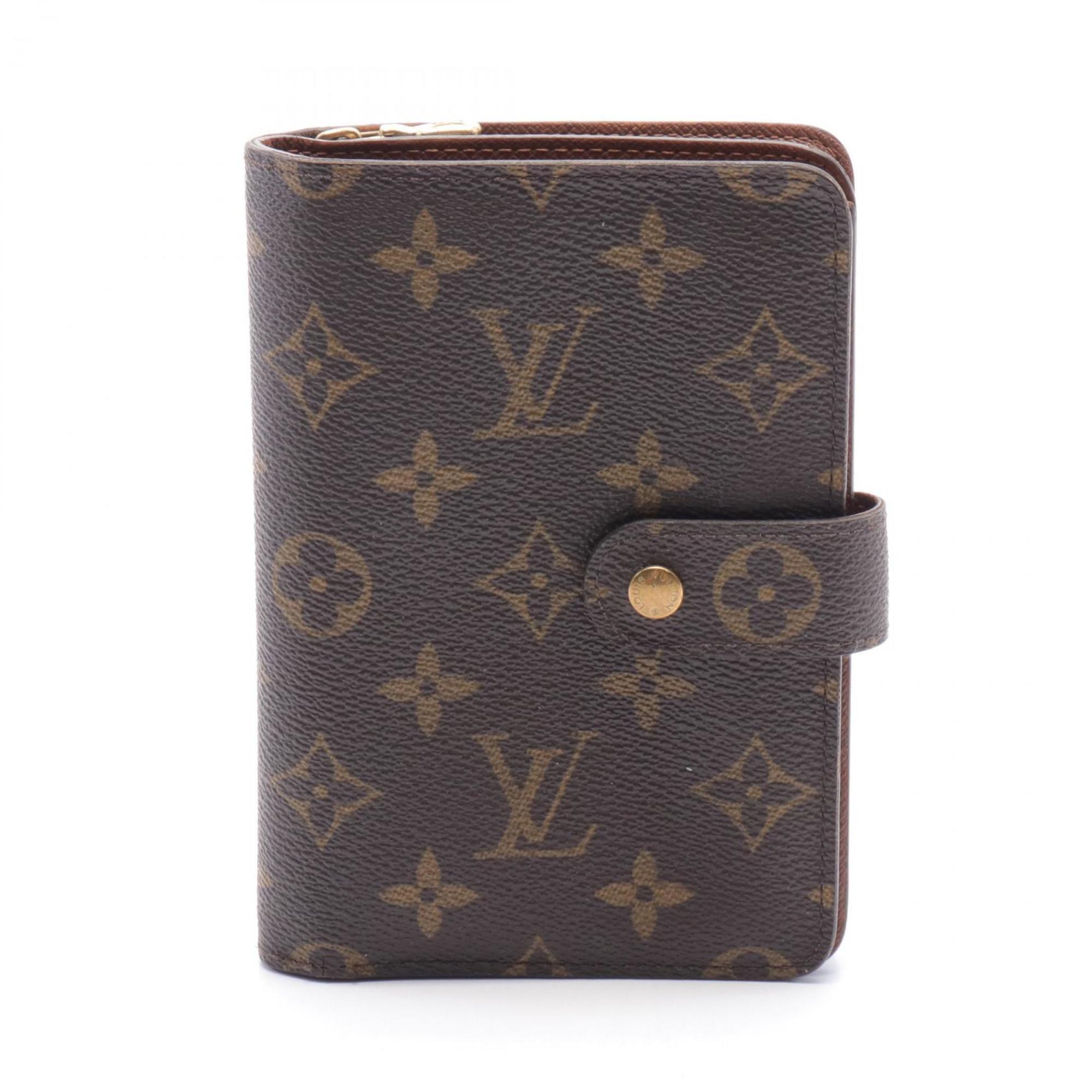 Louis Vuitton LOUIS VUITTON Porte Papier Zip Monogram Bi-fold Wallet Coated Canvas Women's Brown M61207