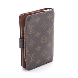 Louis Vuitton LOUIS VUITTON Porte Papier Zip Monogram Bi-fold Wallet Coated Canvas Women's Brown M61207