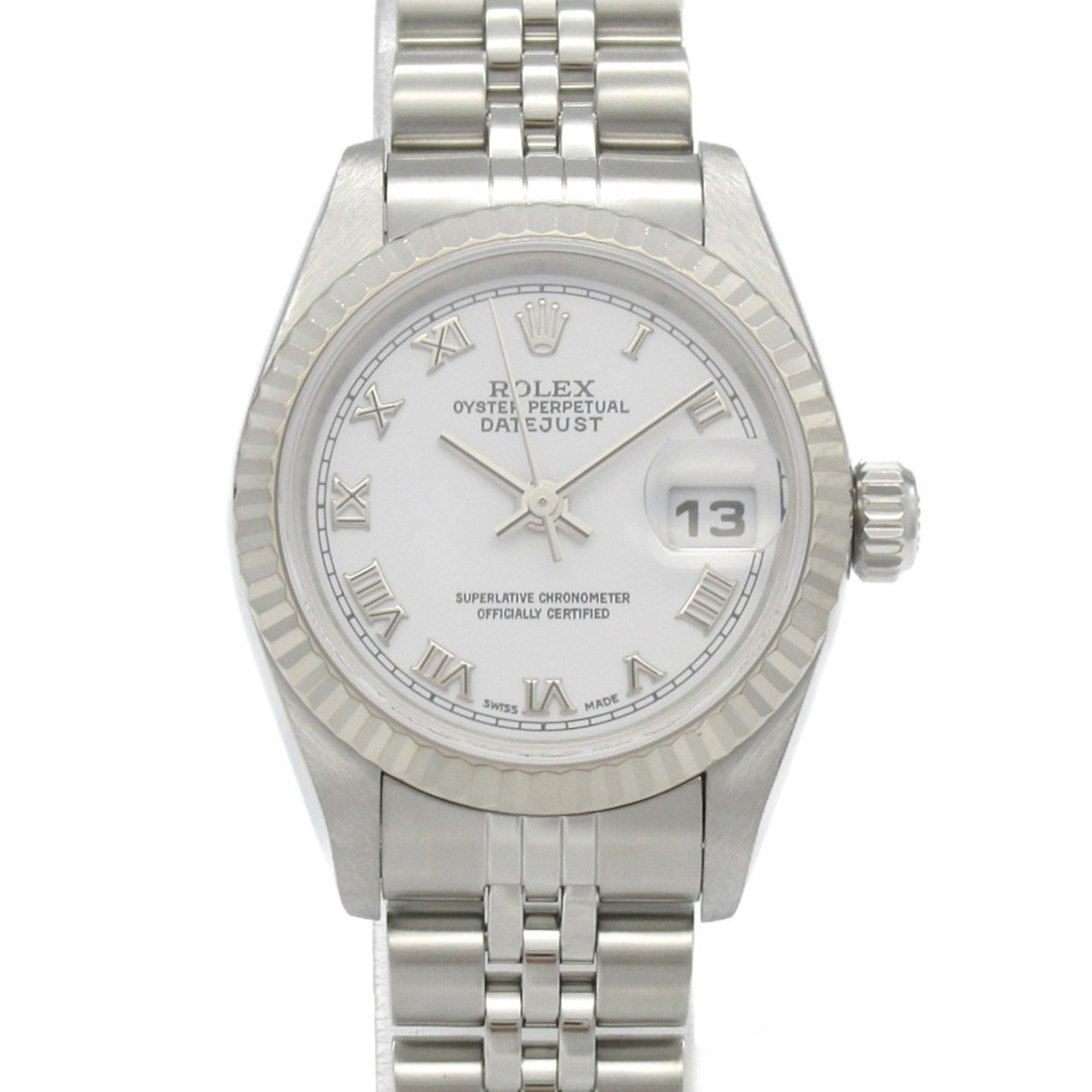 Rolex ROLEX Datejust F Series Watch Wristwatch K18WG (White Gold) Stainless Steel Ladies White 79174