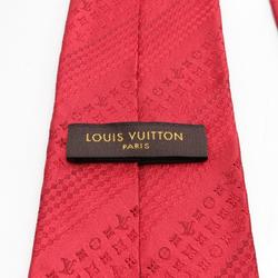 LOUIS VUITTON Monogram Micro Damier Stripe Necktie Clothing Silk Men's Red