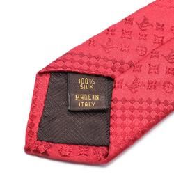 LOUIS VUITTON Monogram Micro Damier Stripe Necktie Clothing Silk Men's Red