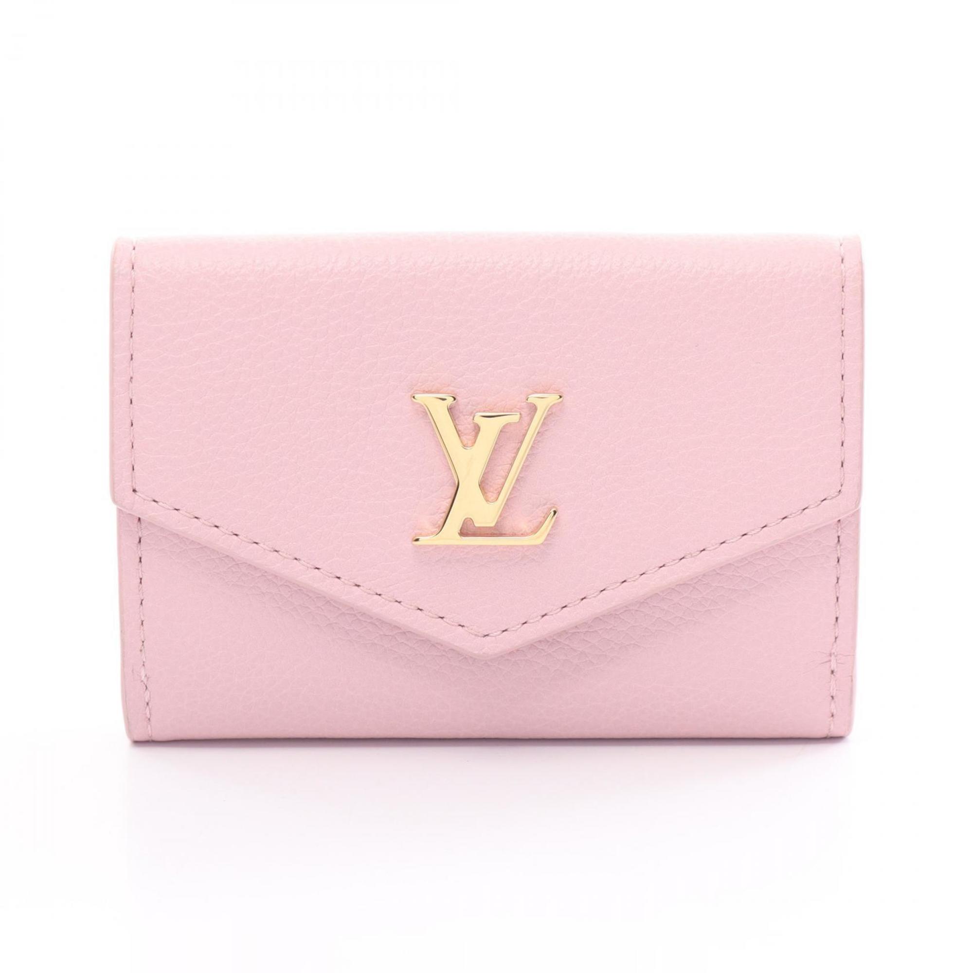 Louis Vuitton LOUIS VUITTON Portefeuille Lock Tri-fold Wallet Leather Taurillon Women's Pink M80088