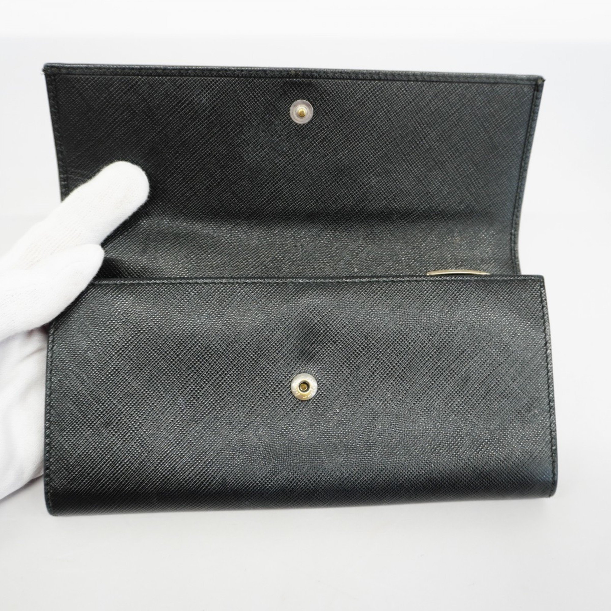 Salvatore Ferragamo Long Wallet Gancini Leather Black Women's