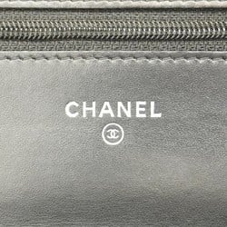 Chanel Shoulder Wallet Caviar Skin Black Women's