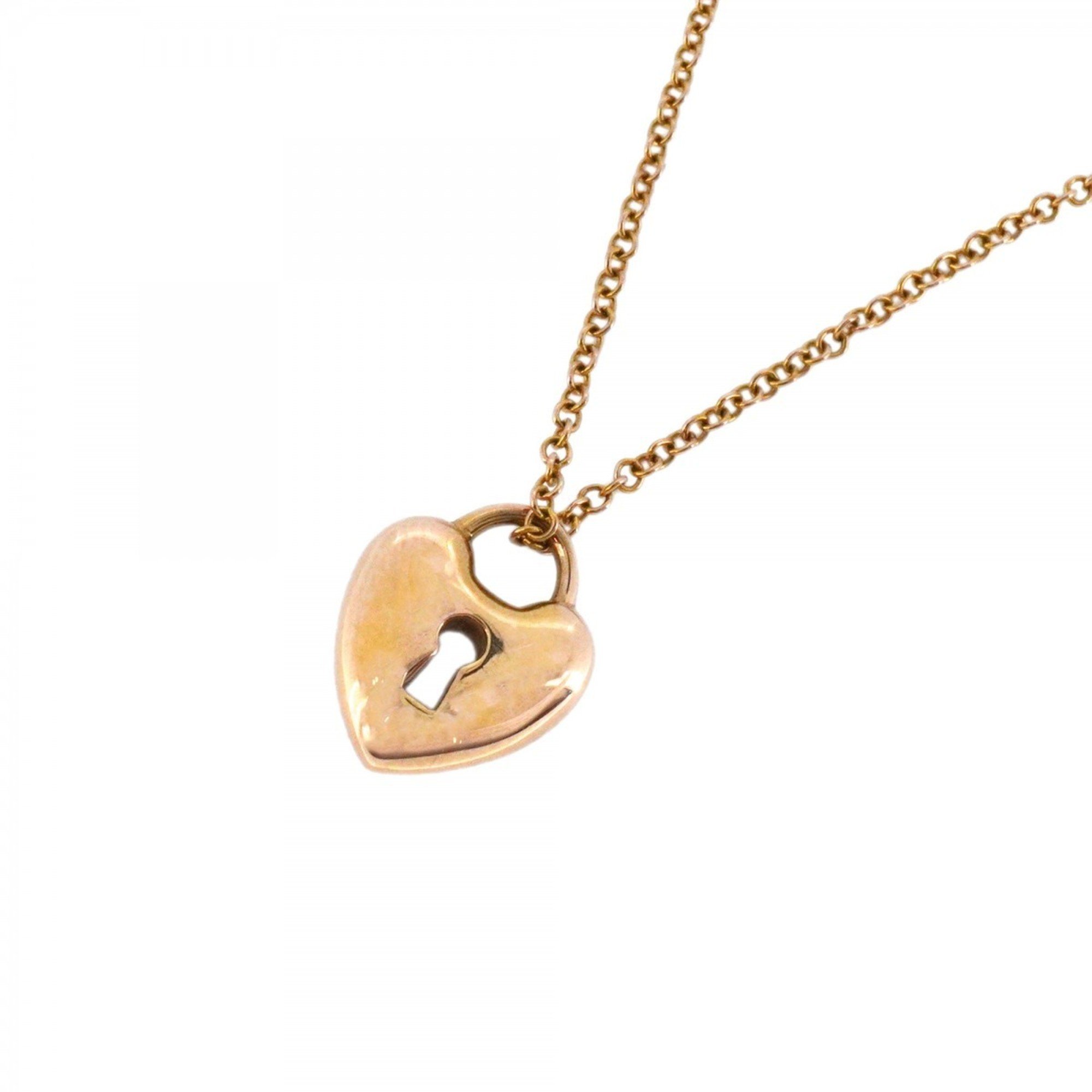 Tiffany Necklace Heart Lock K18PG Pink Gold Ladies