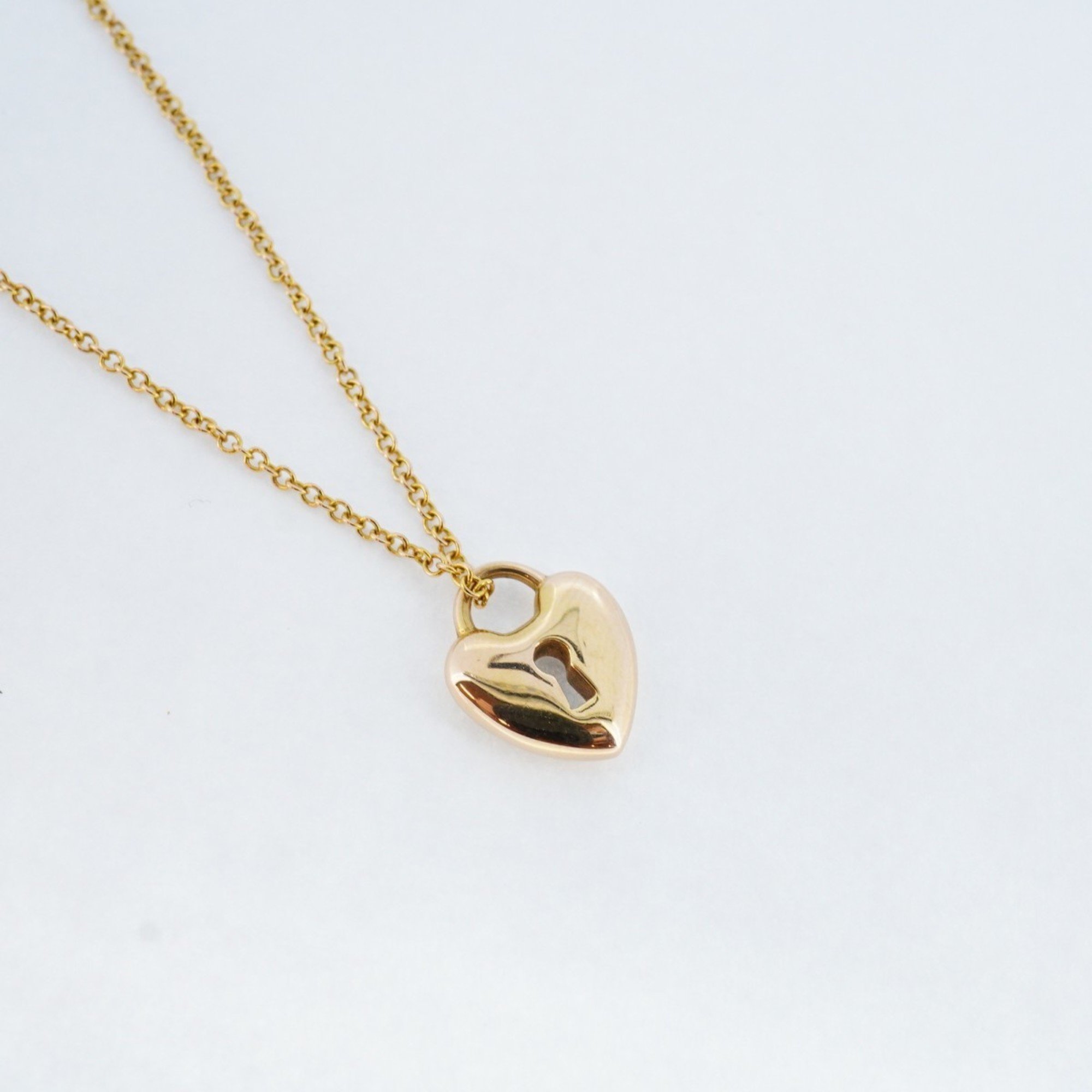 Tiffany Necklace Heart Lock K18PG Pink Gold Ladies