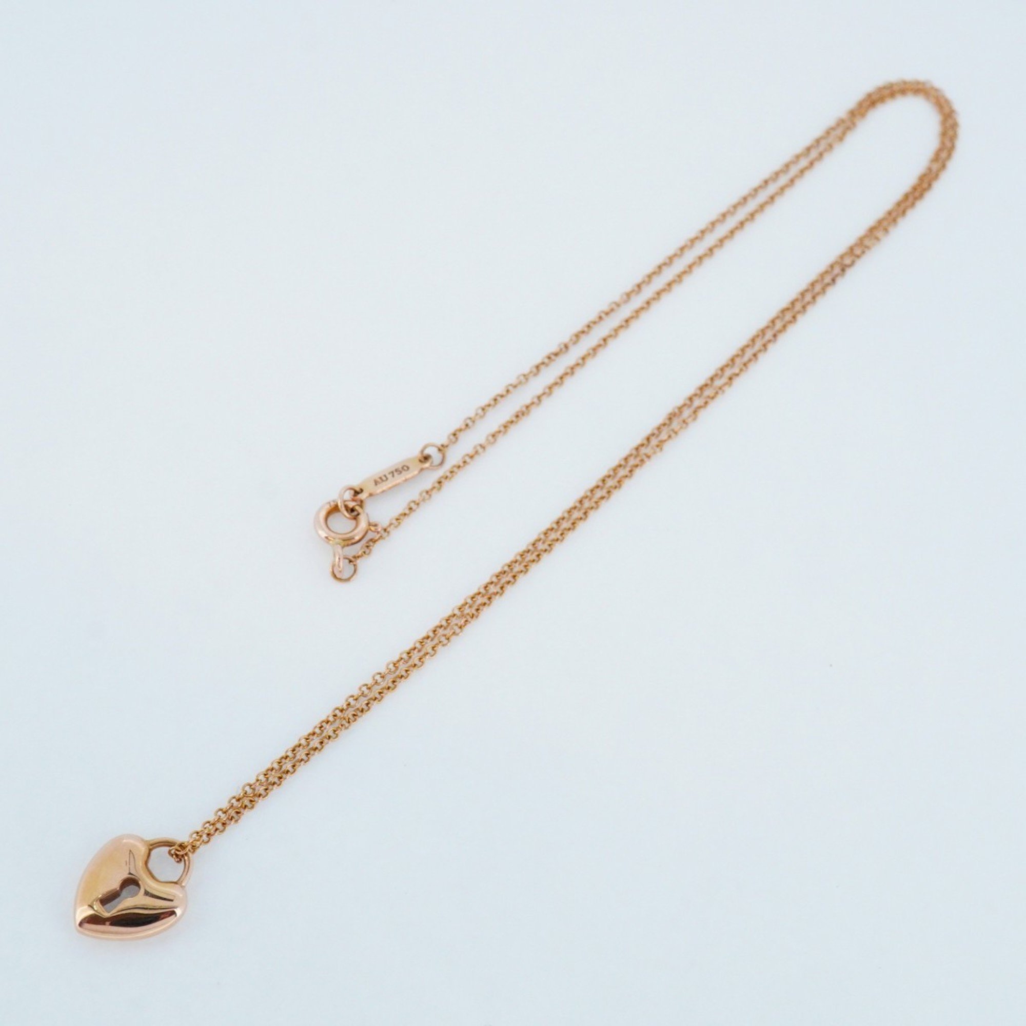 Tiffany Necklace Heart Lock K18PG Pink Gold Ladies