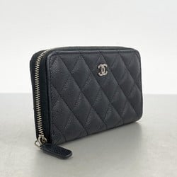 Chanel Wallet Matelasse Caviar Skin Black Women's