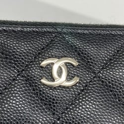 Chanel Wallet Matelasse Caviar Skin Black Women's