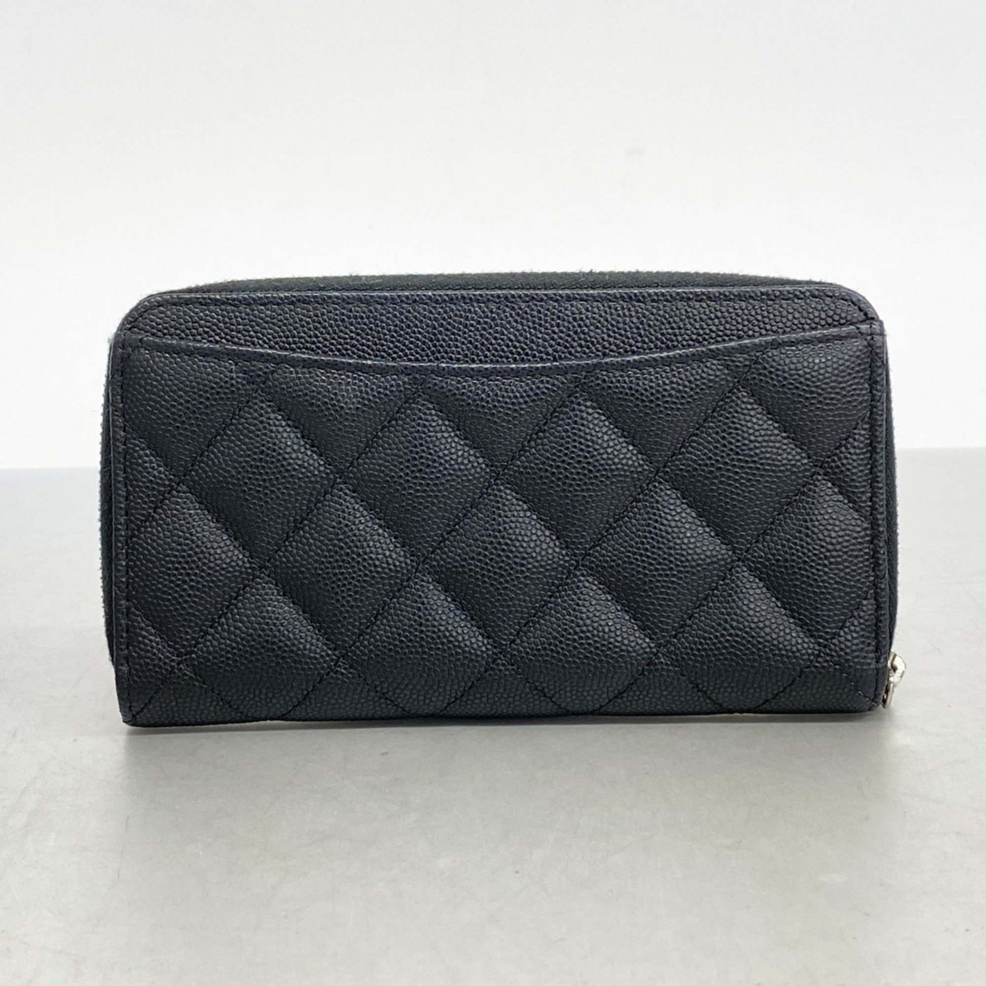 Chanel Wallet Matelasse Caviar Skin Black Women's