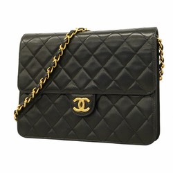 Chanel Shoulder Bag Matelasse Lambskin Black Women's