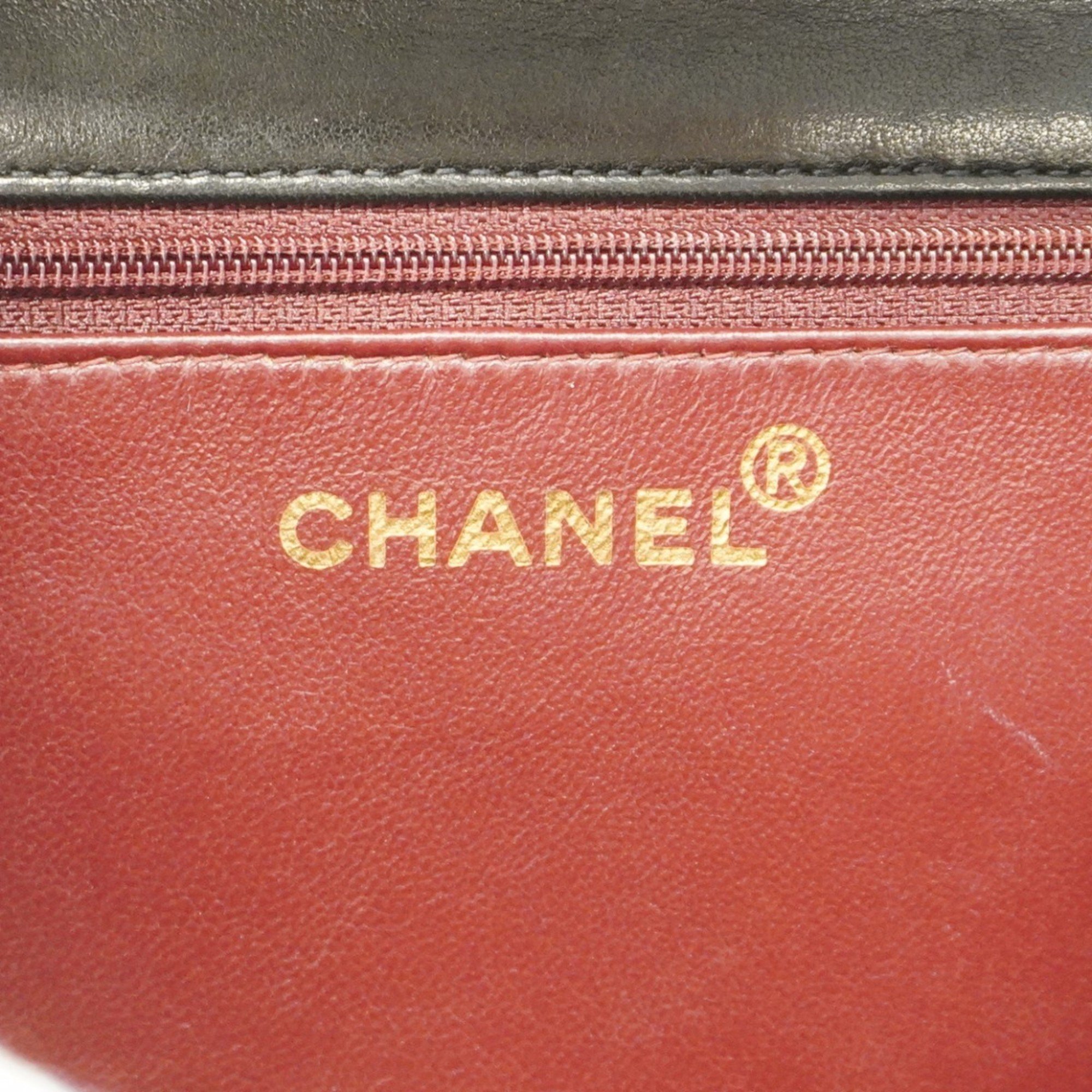 Chanel Shoulder Bag Matelasse Lambskin Black Women's