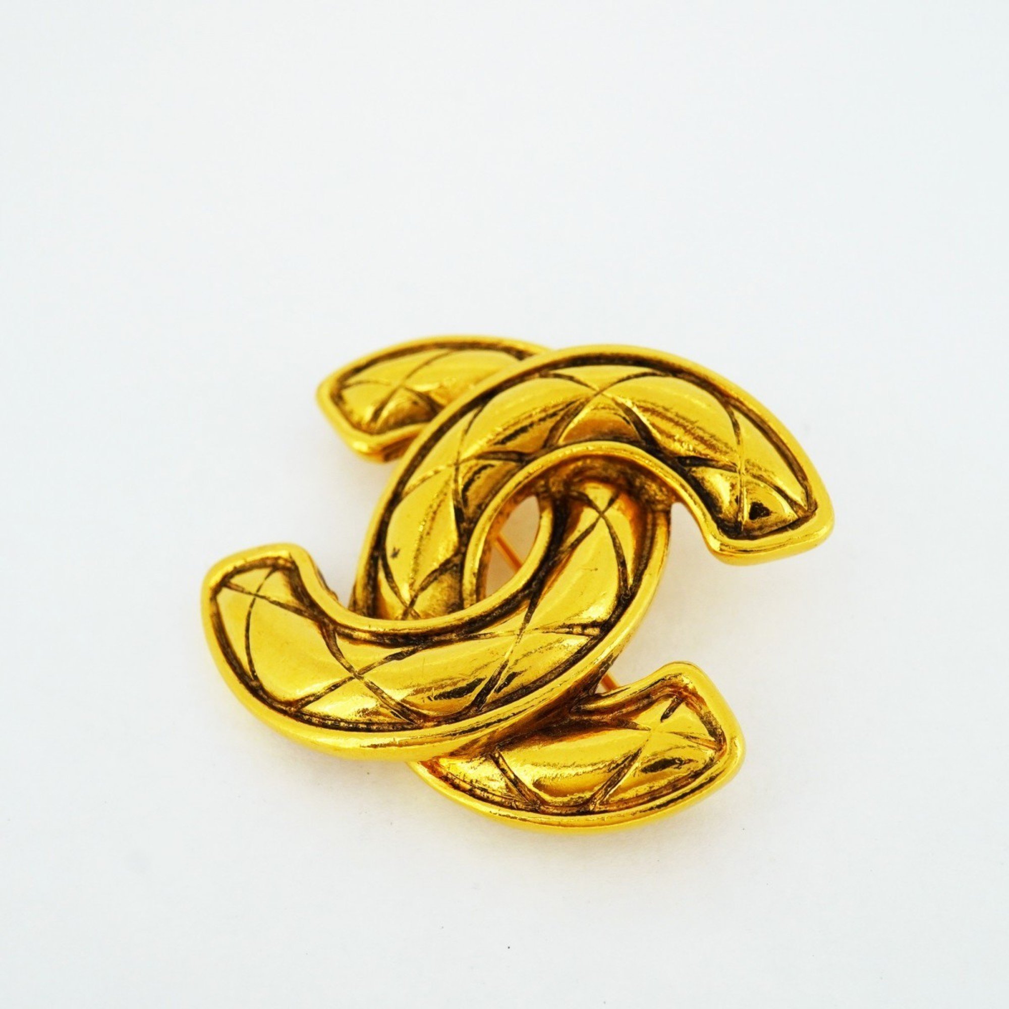 Chanel Brooch Coco Mark Matelasse GP Plated Gold Ladies