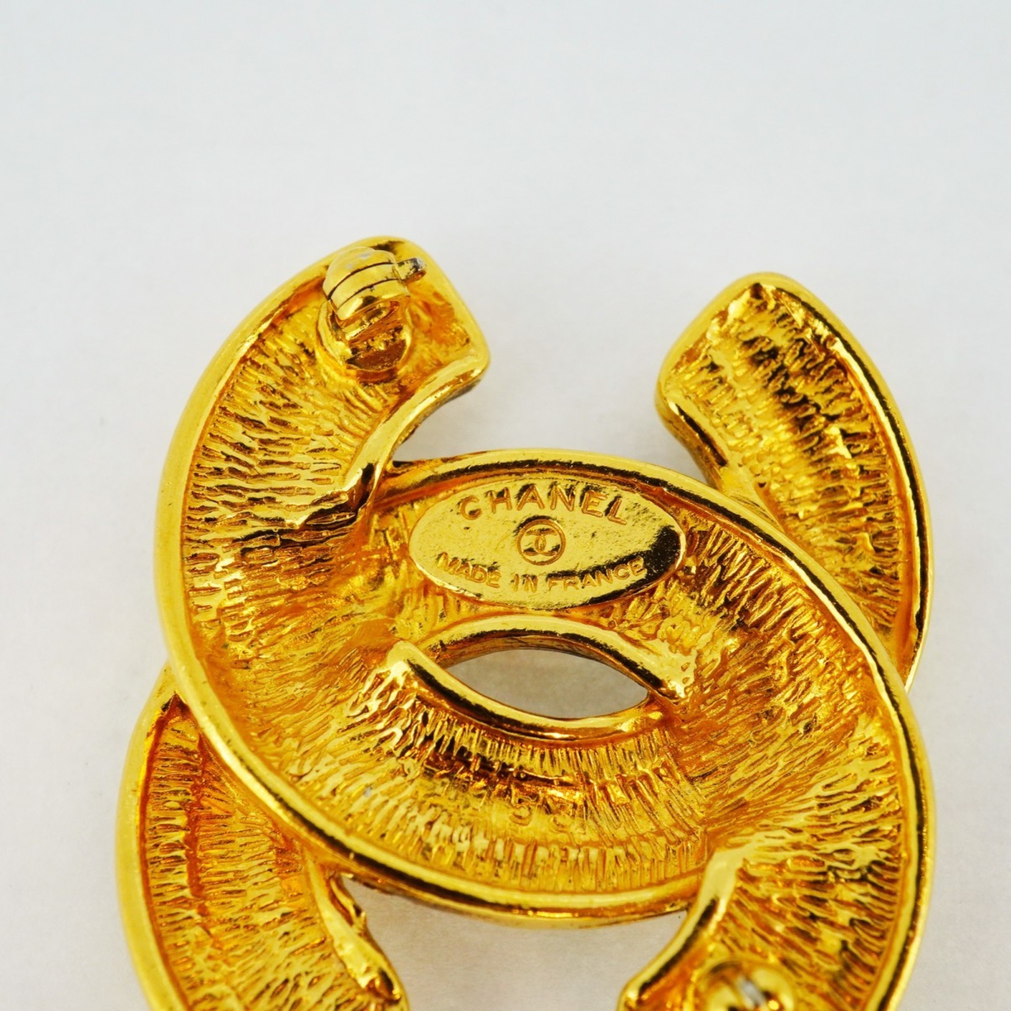 Chanel Brooch Coco Mark Matelasse GP Plated Gold Ladies