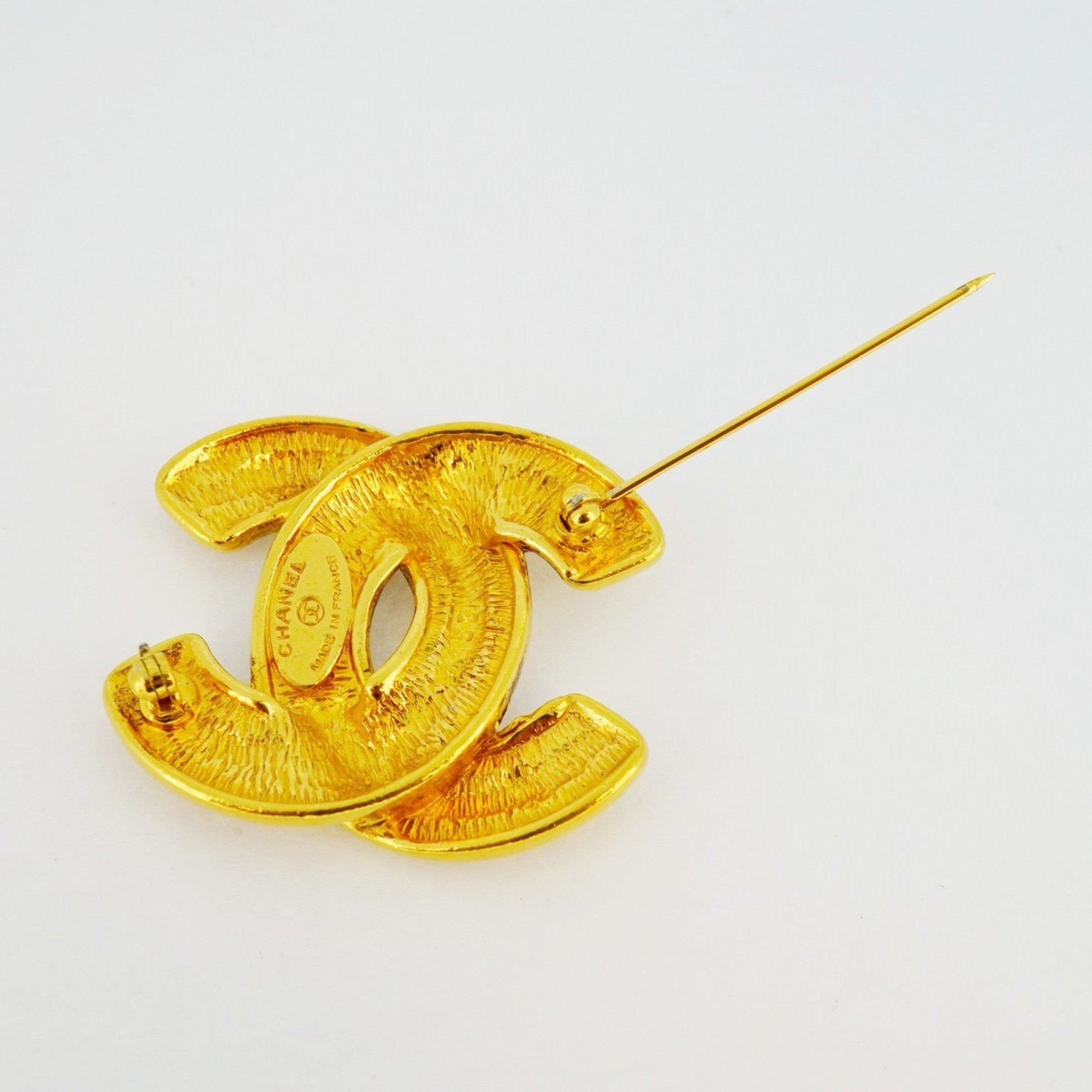 Chanel Brooch Coco Mark Matelasse GP Plated Gold Ladies